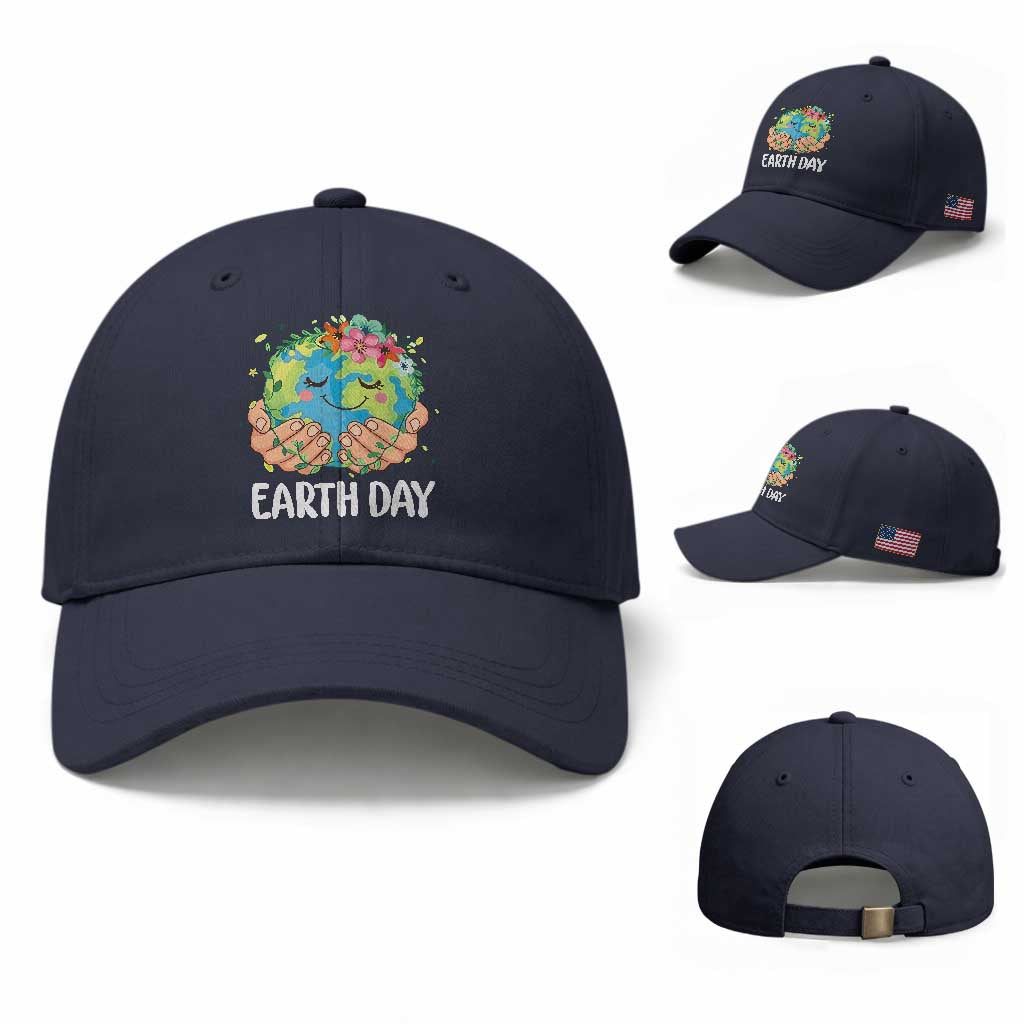 Cute Earth with Floral Earth Day Baseball Cap