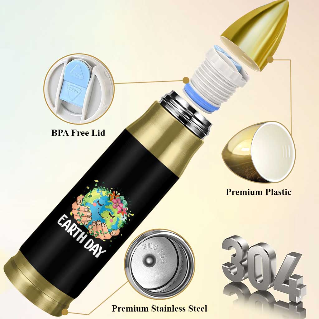 Cute Earth with Floral Earth Day Bullet Tumbler