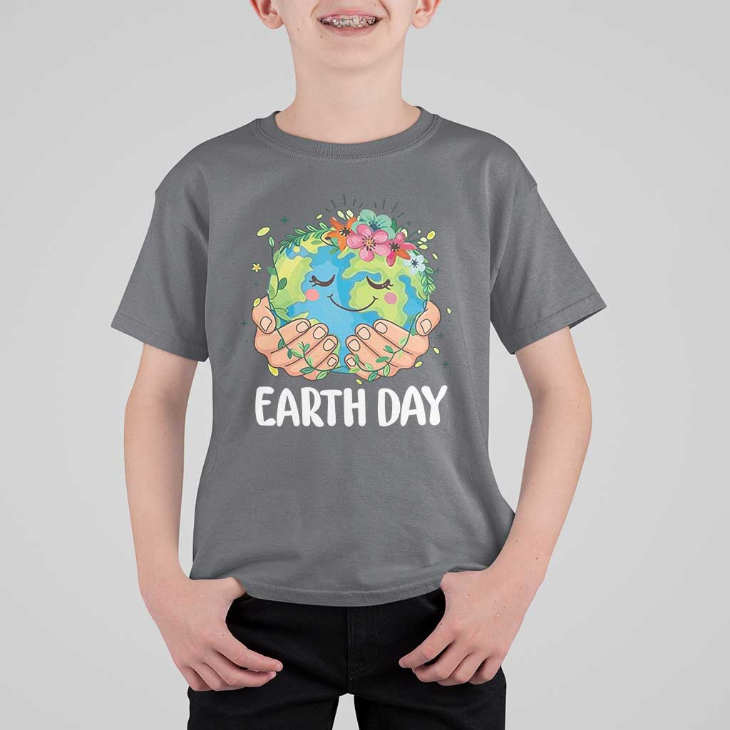 Cute Earth with Floral Earth Day T Shirt For Kid