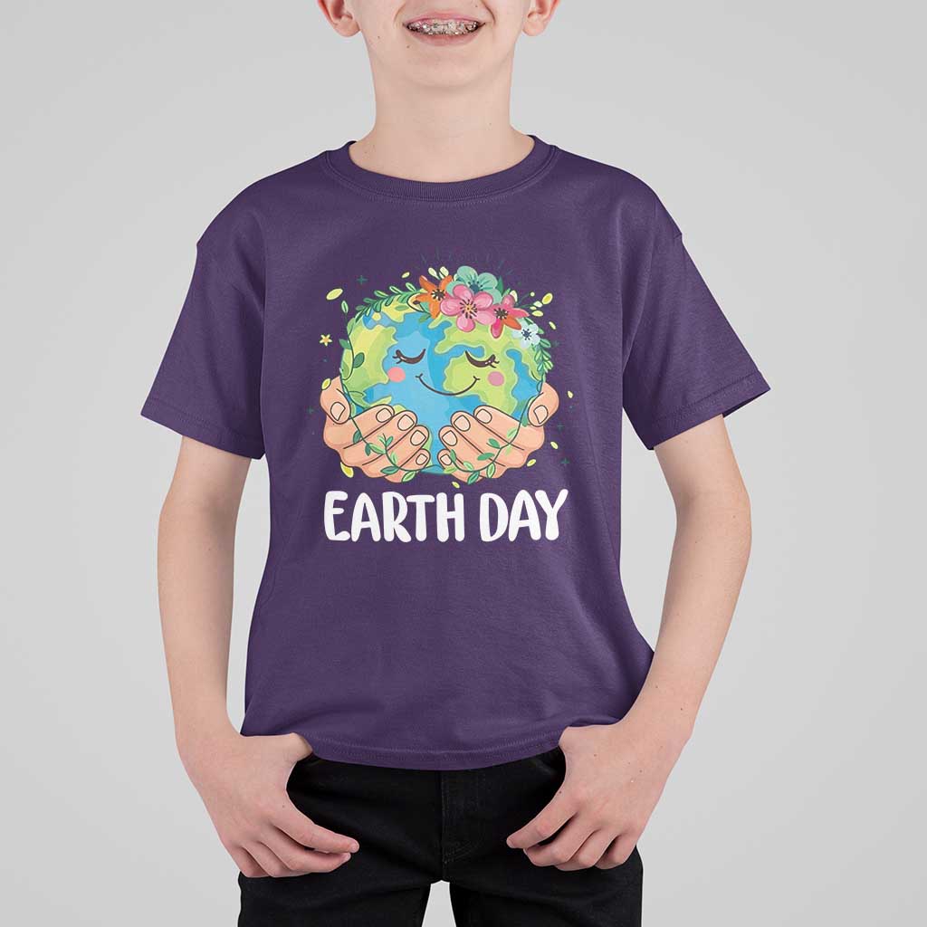 Cute Earth with Floral Earth Day T Shirt For Kid