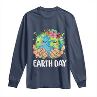 Cute Earth with Floral Earth Day Long Sleeve Shirt