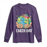 Cute Earth with Floral Earth Day Long Sleeve Shirt