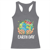 Cute Earth with Floral Earth Day Racerback Tank Top