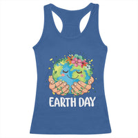 Cute Earth with Floral Earth Day Racerback Tank Top