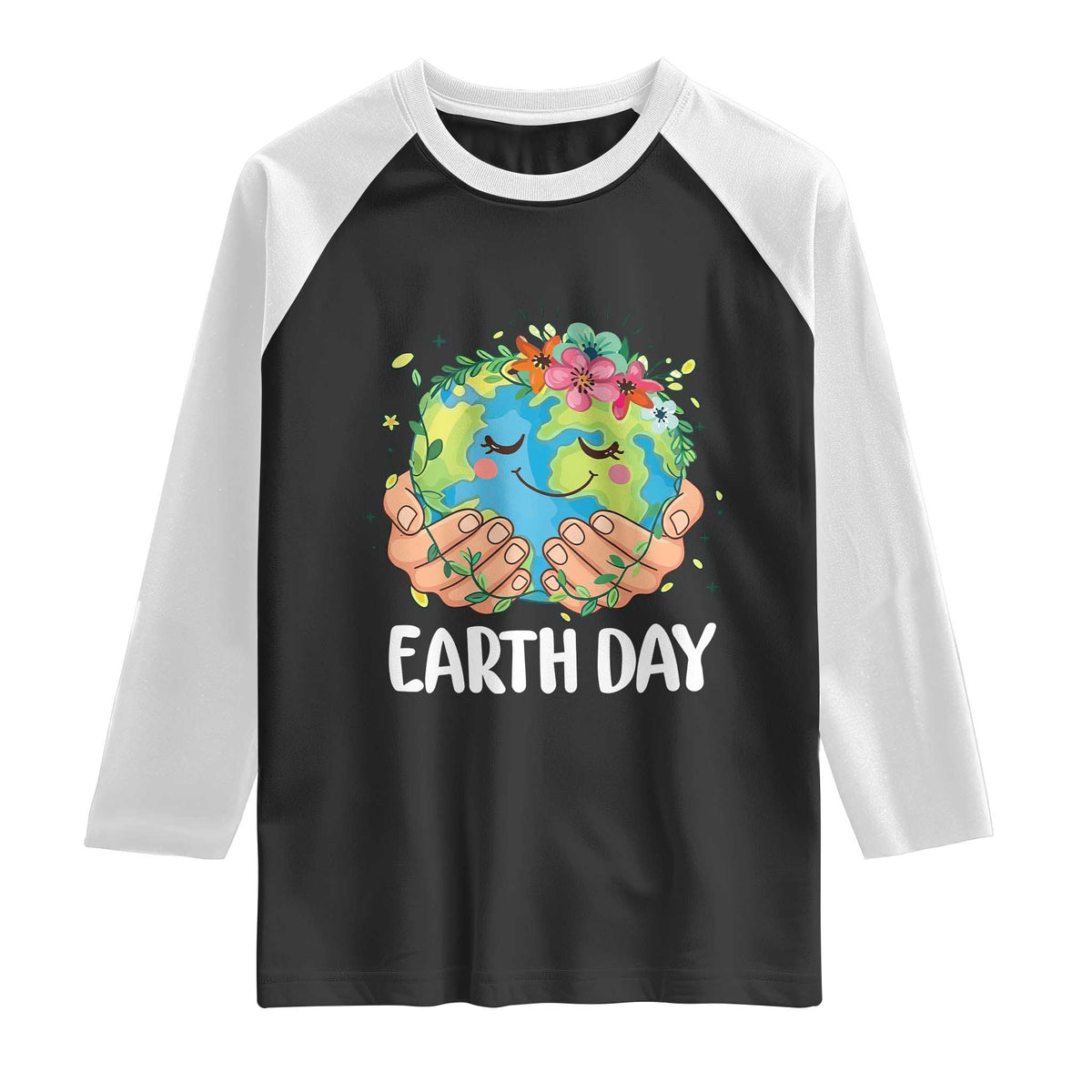 Cute Earth with Floral Earth Day Raglan Shirt