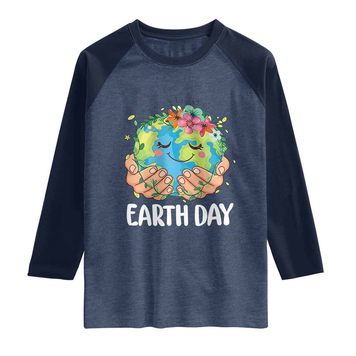 Cute Earth with Floral Earth Day Raglan Shirt