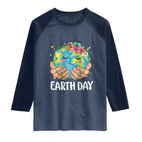 Cute Earth with Floral Earth Day Raglan Shirt