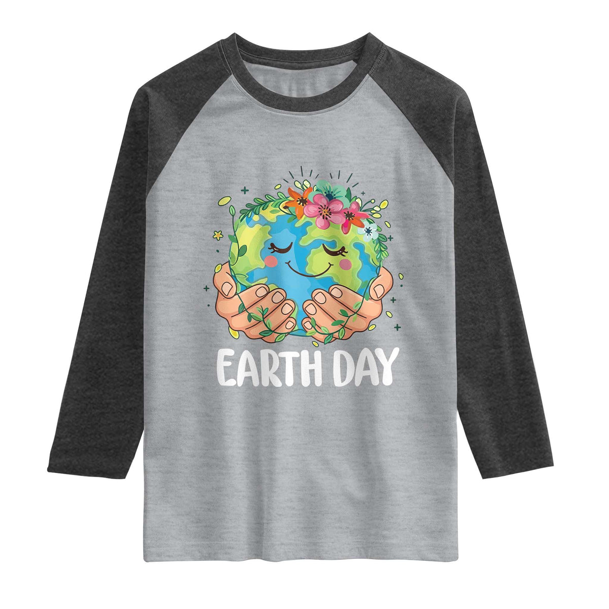 Cute Earth with Floral Earth Day Raglan Shirt