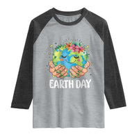 Cute Earth with Floral Earth Day Raglan Shirt