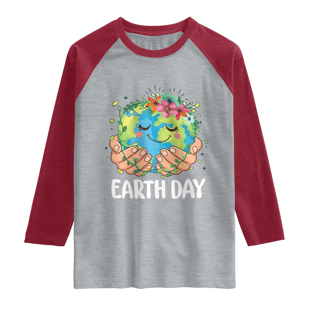 Cute Earth with Floral Earth Day Raglan Shirt