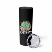 Cute Earth with Floral Earth Day Skinny Tumbler