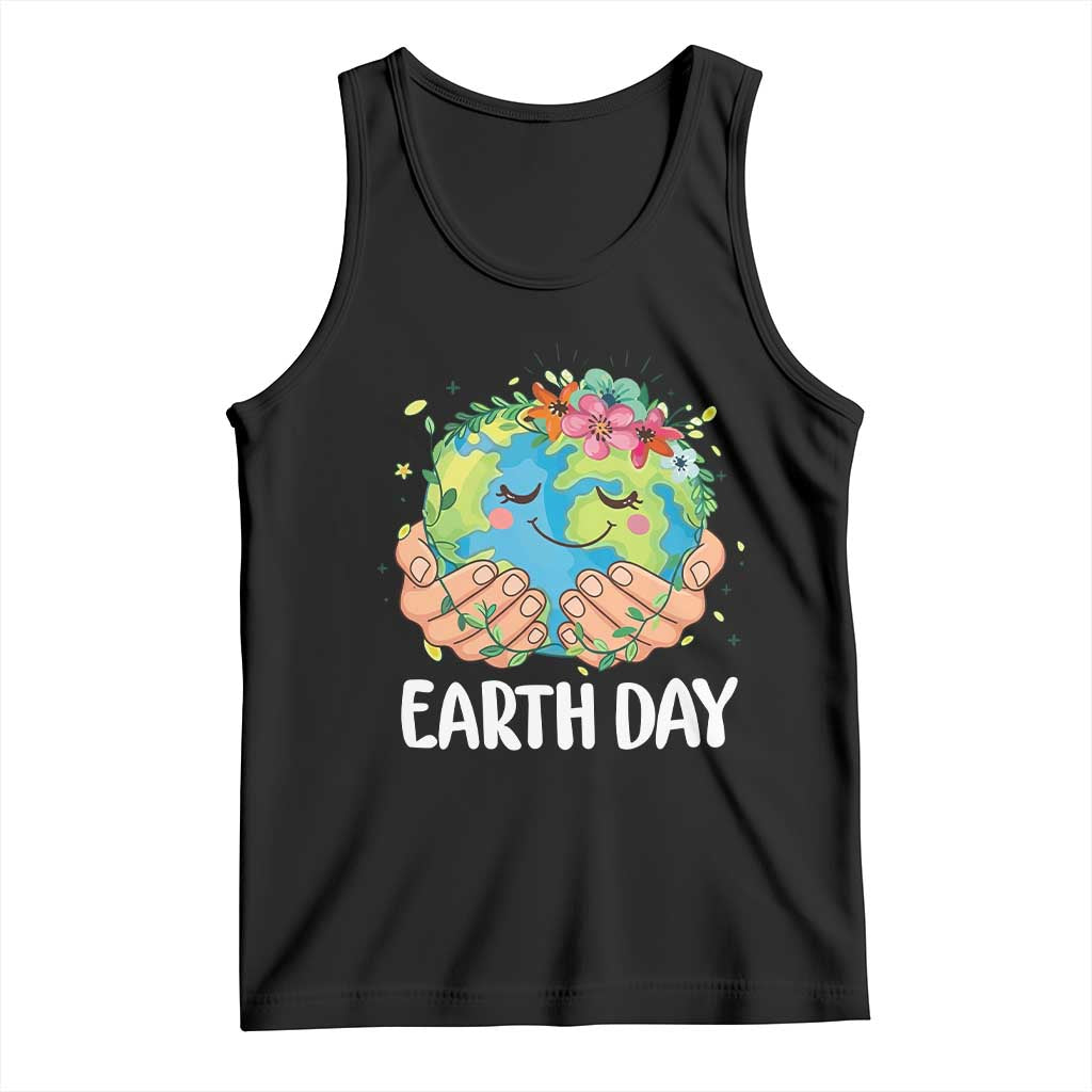 Cute Earth with Floral Earth Day Tank Top