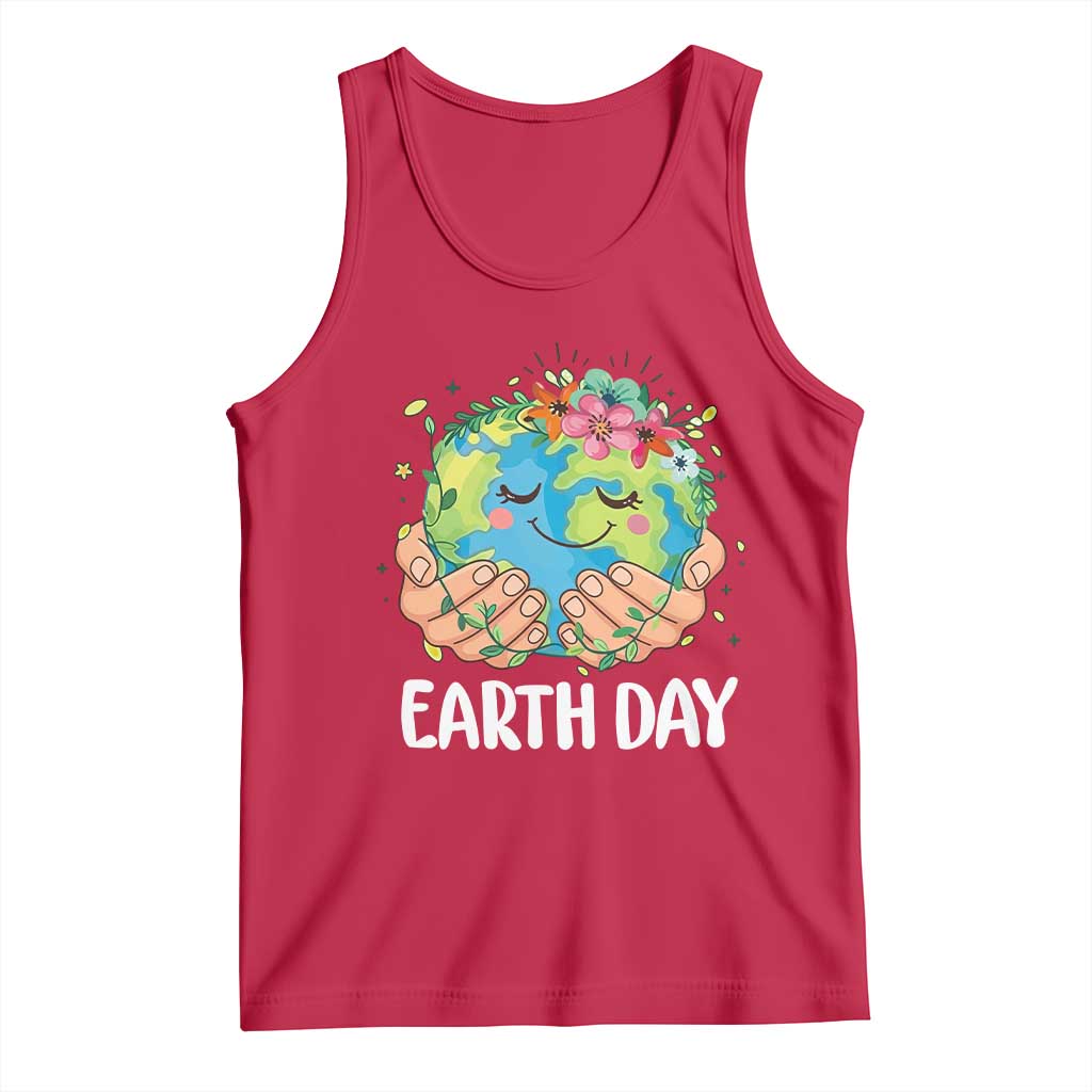 Cute Earth with Floral Earth Day Tank Top