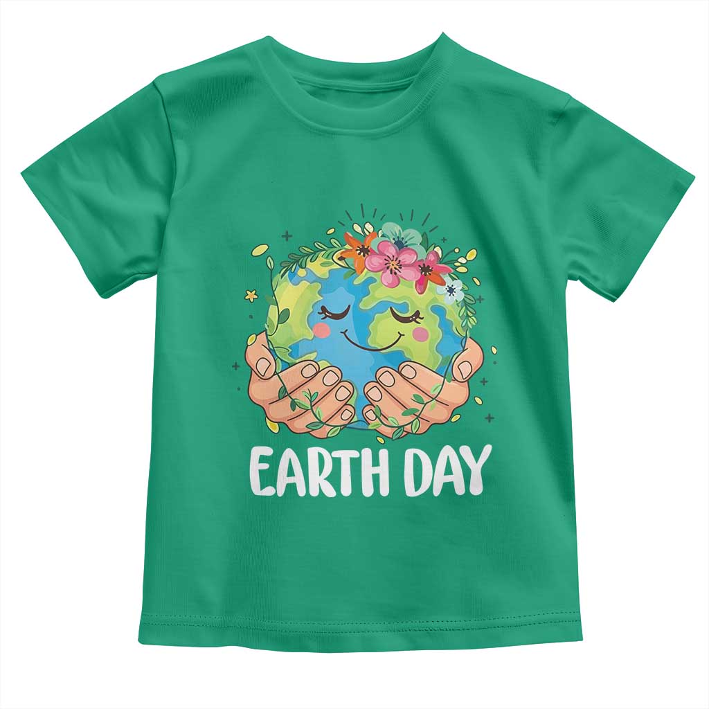 Cute Earth with Floral Earth Day Toddler T Shirt