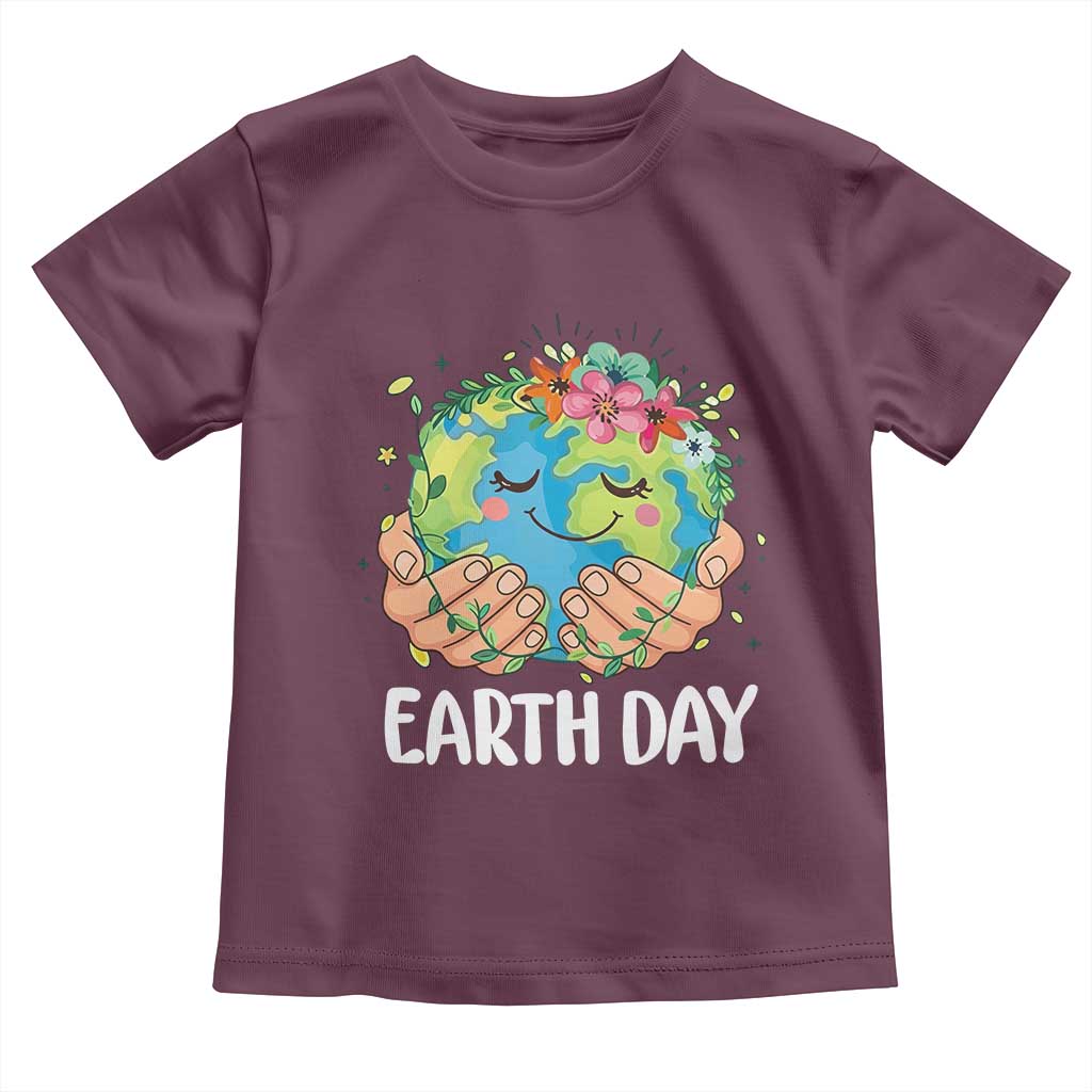 Cute Earth with Floral Earth Day Toddler T Shirt