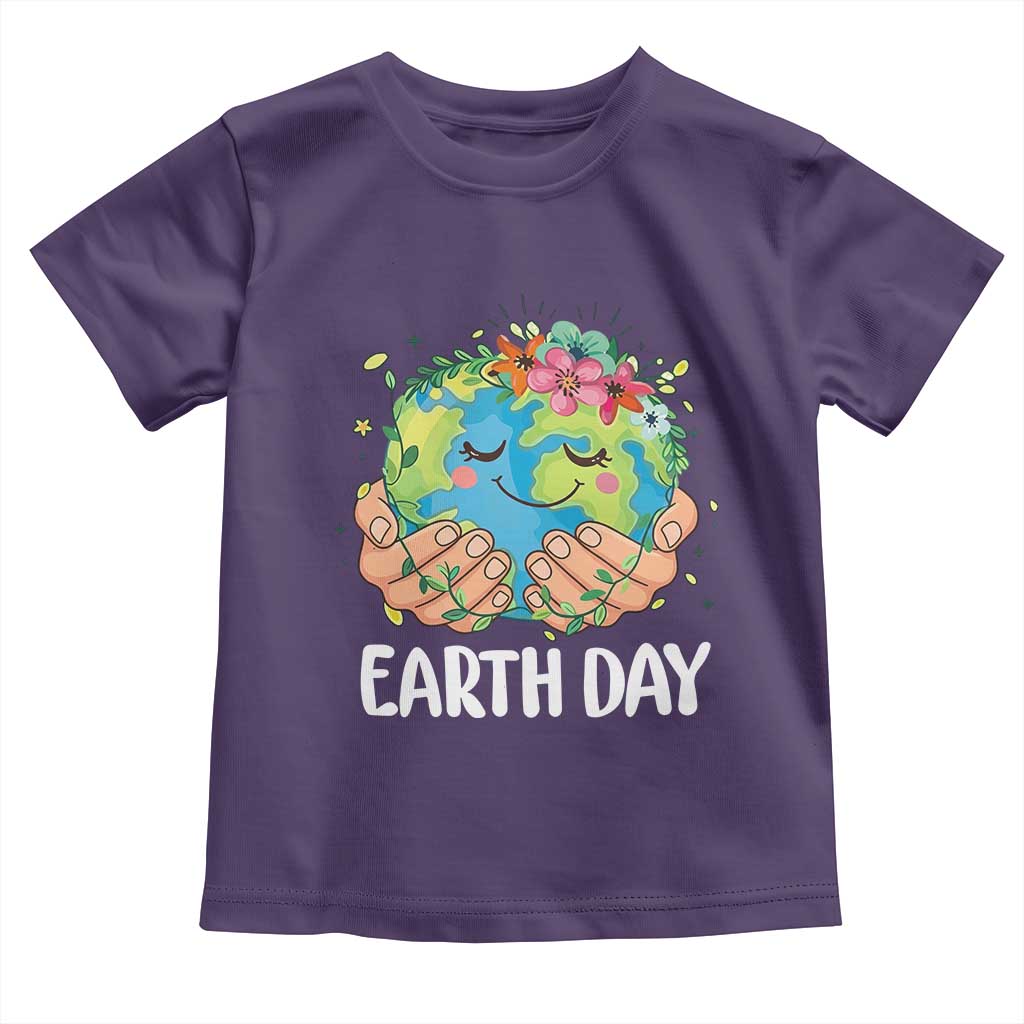 Cute Earth with Floral Earth Day Toddler T Shirt