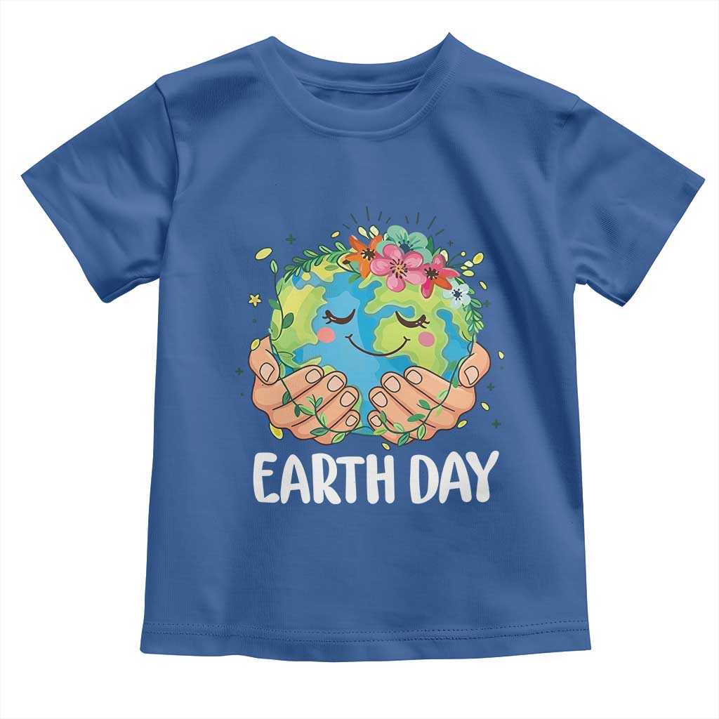 Cute Earth with Floral Earth Day Toddler T Shirt