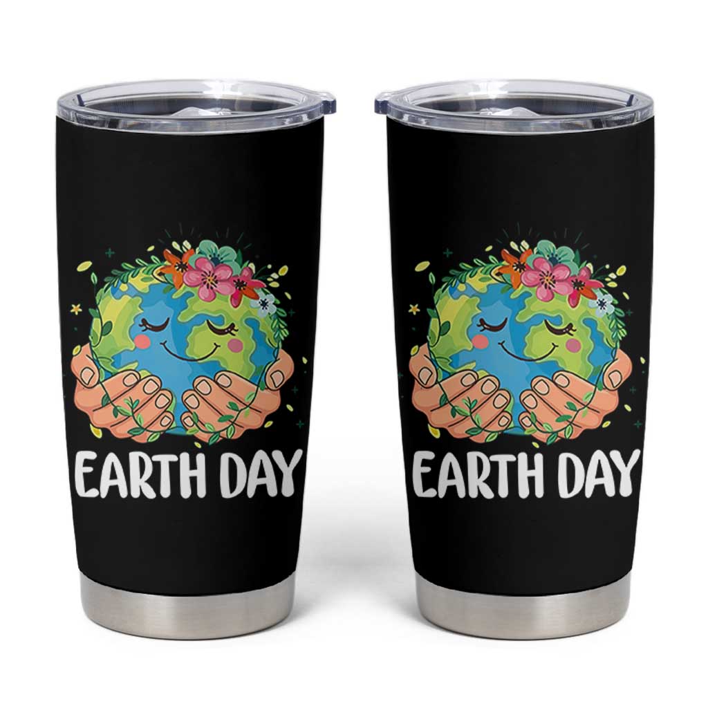 Cute Earth with Floral Earth Day Tumbler Cup