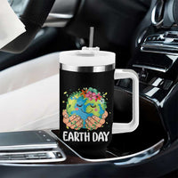 Cute Earth with Floral Earth Day Tumbler With Handle