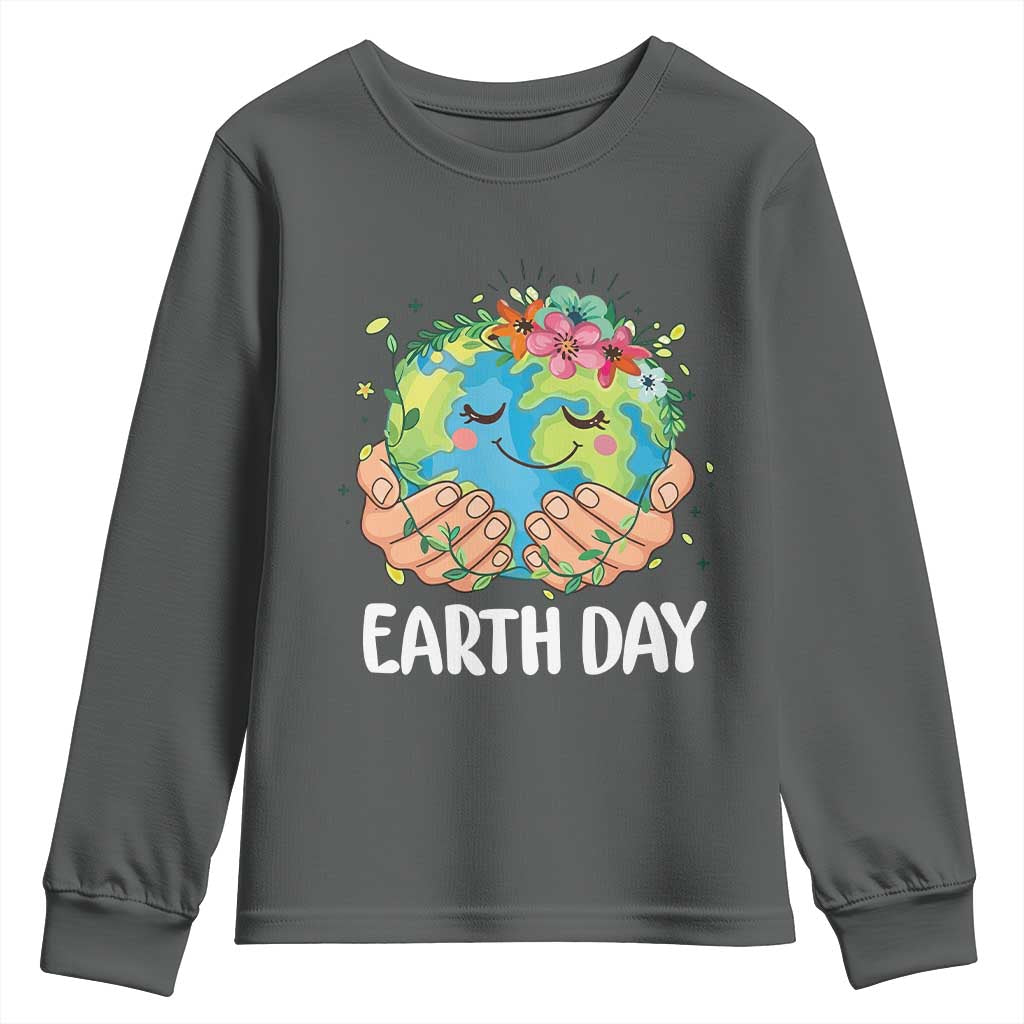 Cute Earth with Floral Earth Day Youth Sweatshirt