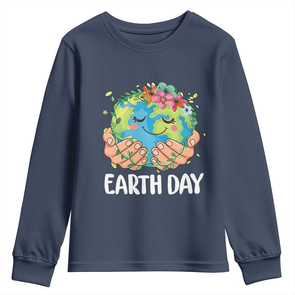 Cute Earth with Floral Earth Day Youth Sweatshirt