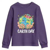 Cute Earth with Floral Earth Day Youth Sweatshirt