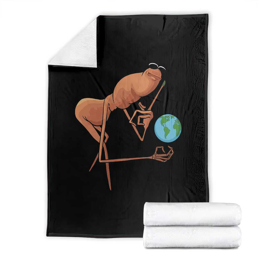 Happy Earth Day Throw Blanket Funny Marcus The Worm Eco Friendly