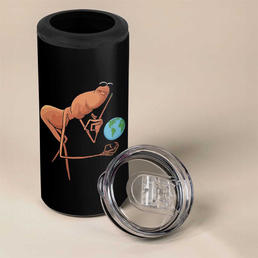 Happy Earth Day 4 in 1 Can Cooler Tumbler Funny Marcus The Worm Eco Friendly