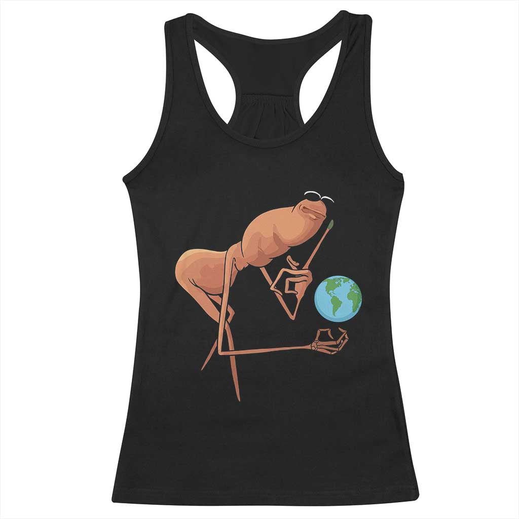 Happy Earth Day Racerback Tank Top Funny Marcus The Worm Eco Friendly