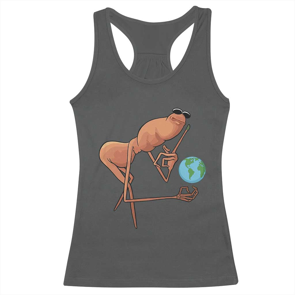 Happy Earth Day Racerback Tank Top Funny Marcus The Worm Eco Friendly