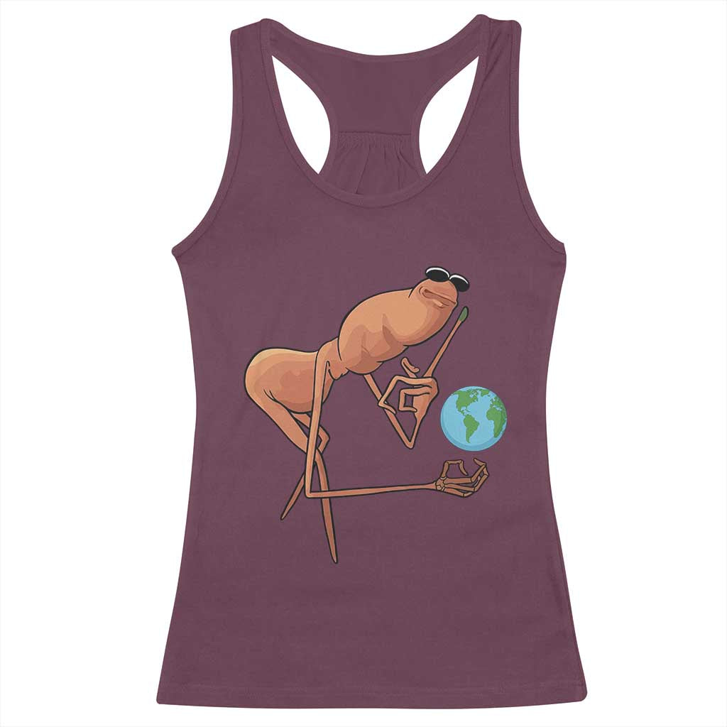 Happy Earth Day Racerback Tank Top Funny Marcus The Worm Eco Friendly