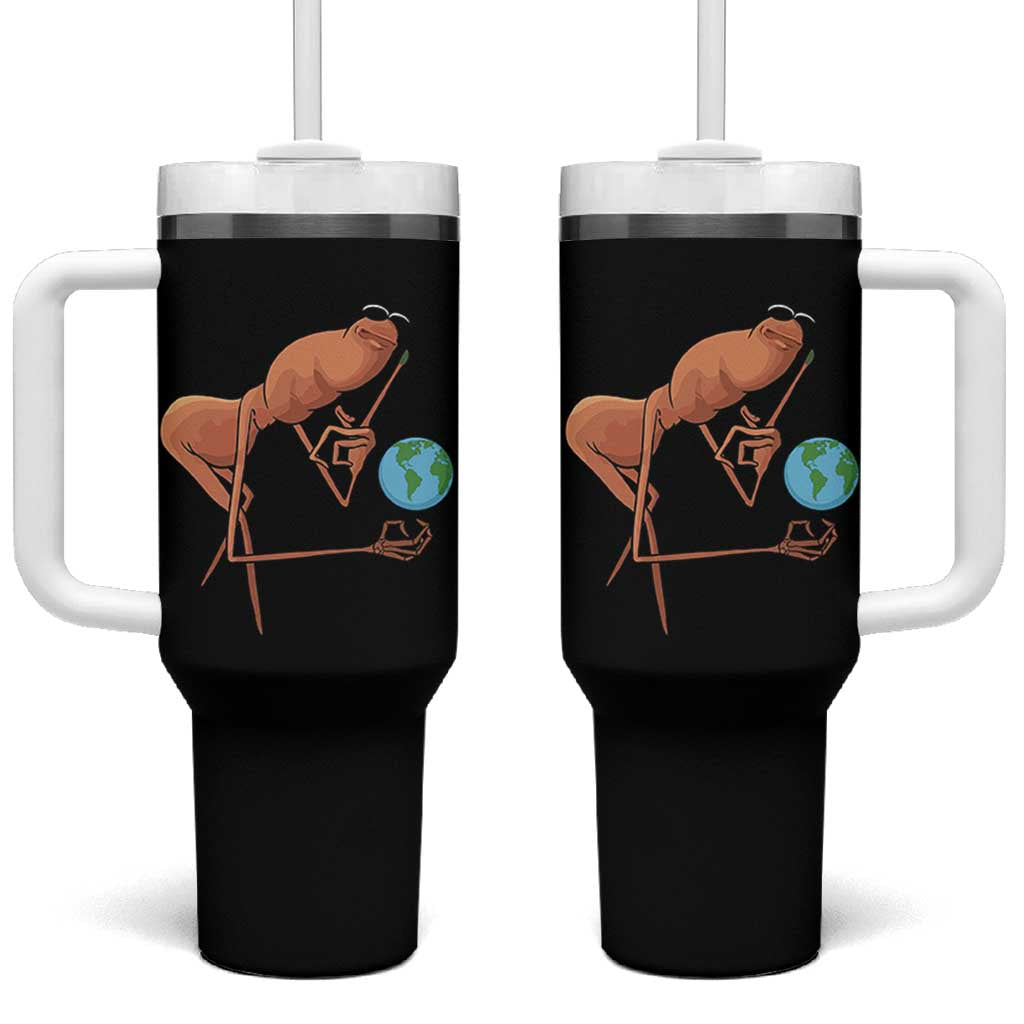 Happy Earth Day Tumbler With Handle Funny Marcus The Worm Eco Friendly