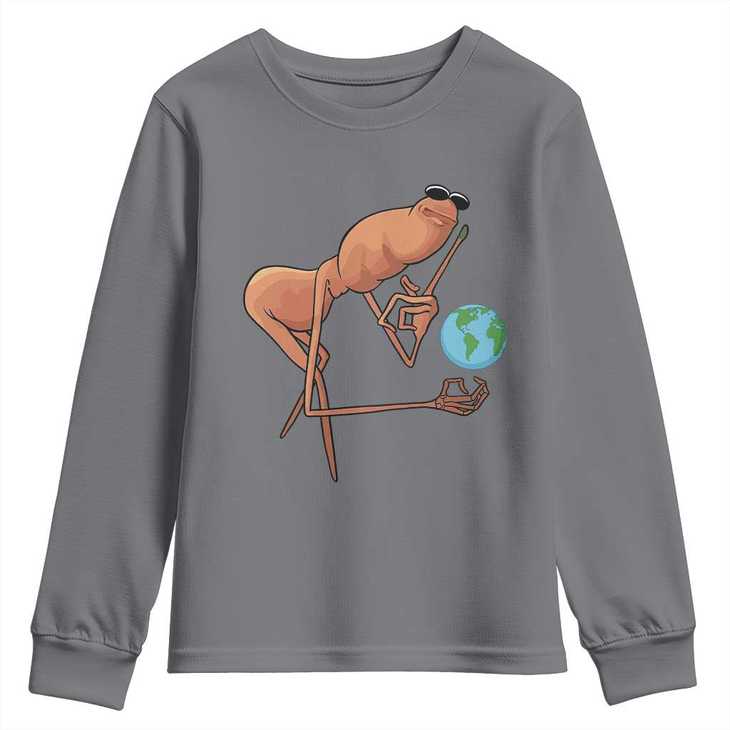 Happy Earth Day Youth Sweatshirt Funny Marcus The Worm Eco Friendly
