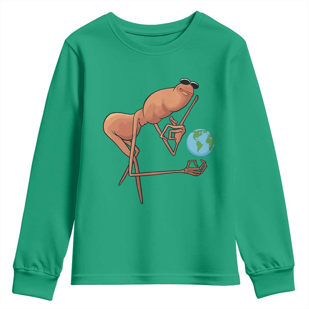 Happy Earth Day Youth Sweatshirt Funny Marcus The Worm Eco Friendly