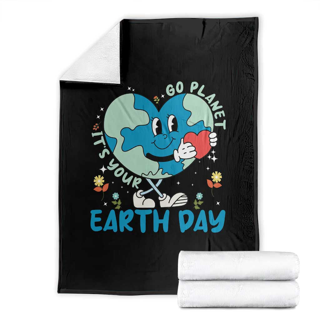 Go Planet It's Your Earth Day Throw Blanket Cute Nature Lover Heart Earth