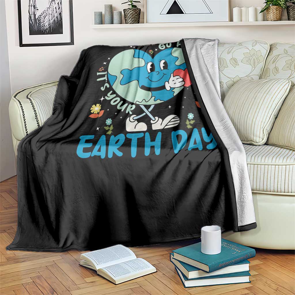 Go Planet It's Your Earth Day Throw Blanket Cute Nature Lover Heart Earth