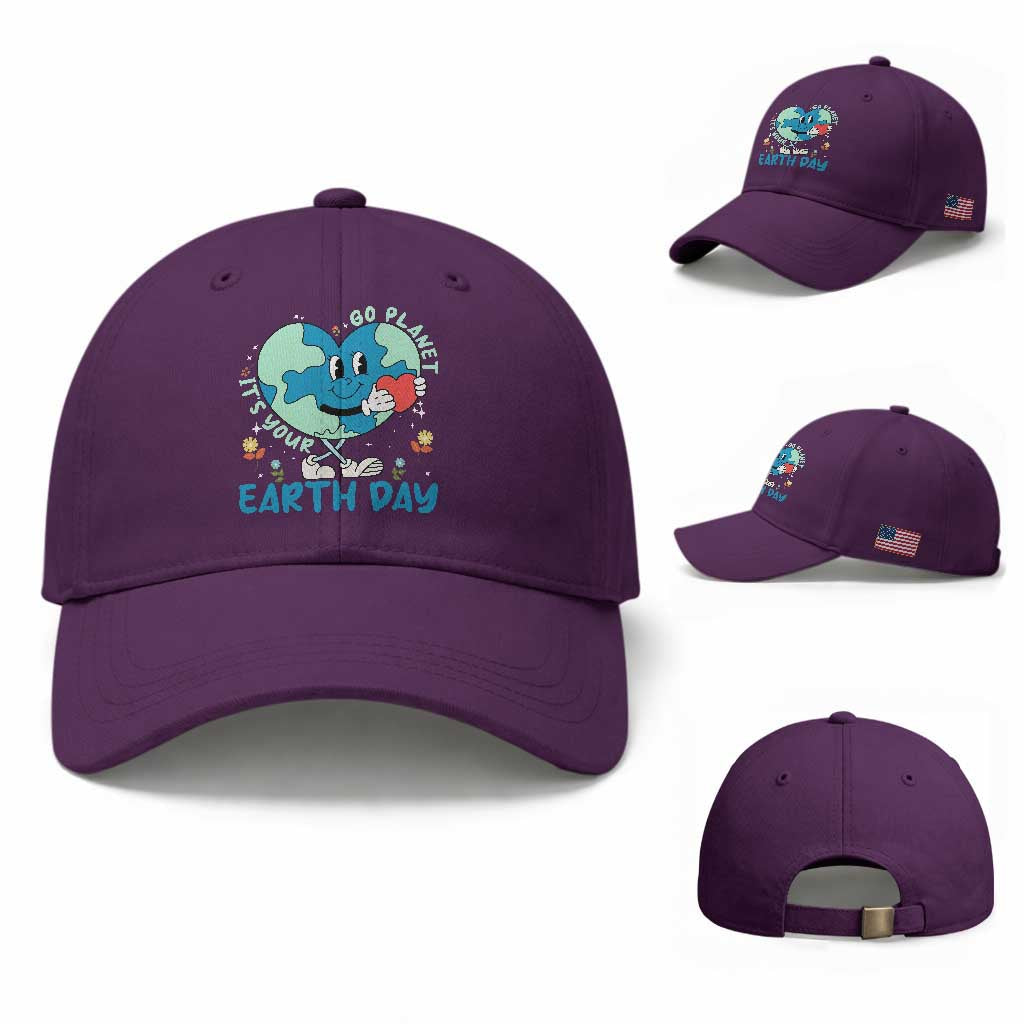 Go Planet It's Your Earth Day Baseball Cap Cute Nature Lover Heart Earth