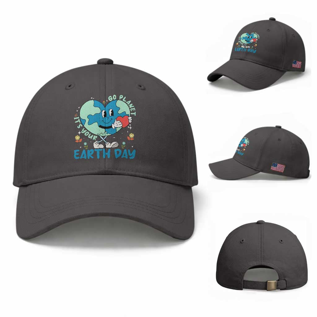 Go Planet It's Your Earth Day Baseball Cap Cute Nature Lover Heart Earth