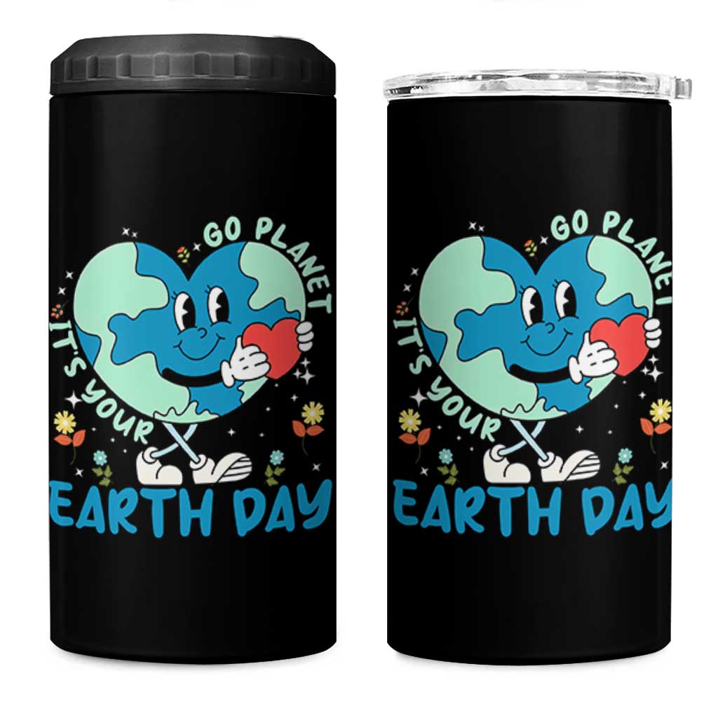 Go Planet It's Your Earth Day 4 in 1 Can Cooler Tumbler Cute Nature Lover Heart Earth