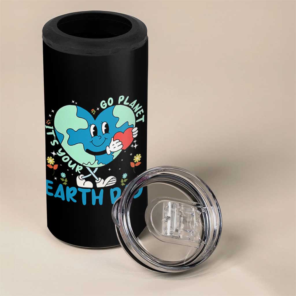Go Planet It's Your Earth Day 4 in 1 Can Cooler Tumbler Cute Nature Lover Heart Earth