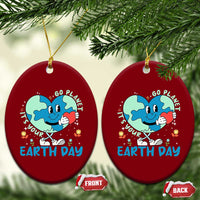 Go Planet It's Your Earth Day Ceramic Ornament Cute Nature Lover Heart Earth