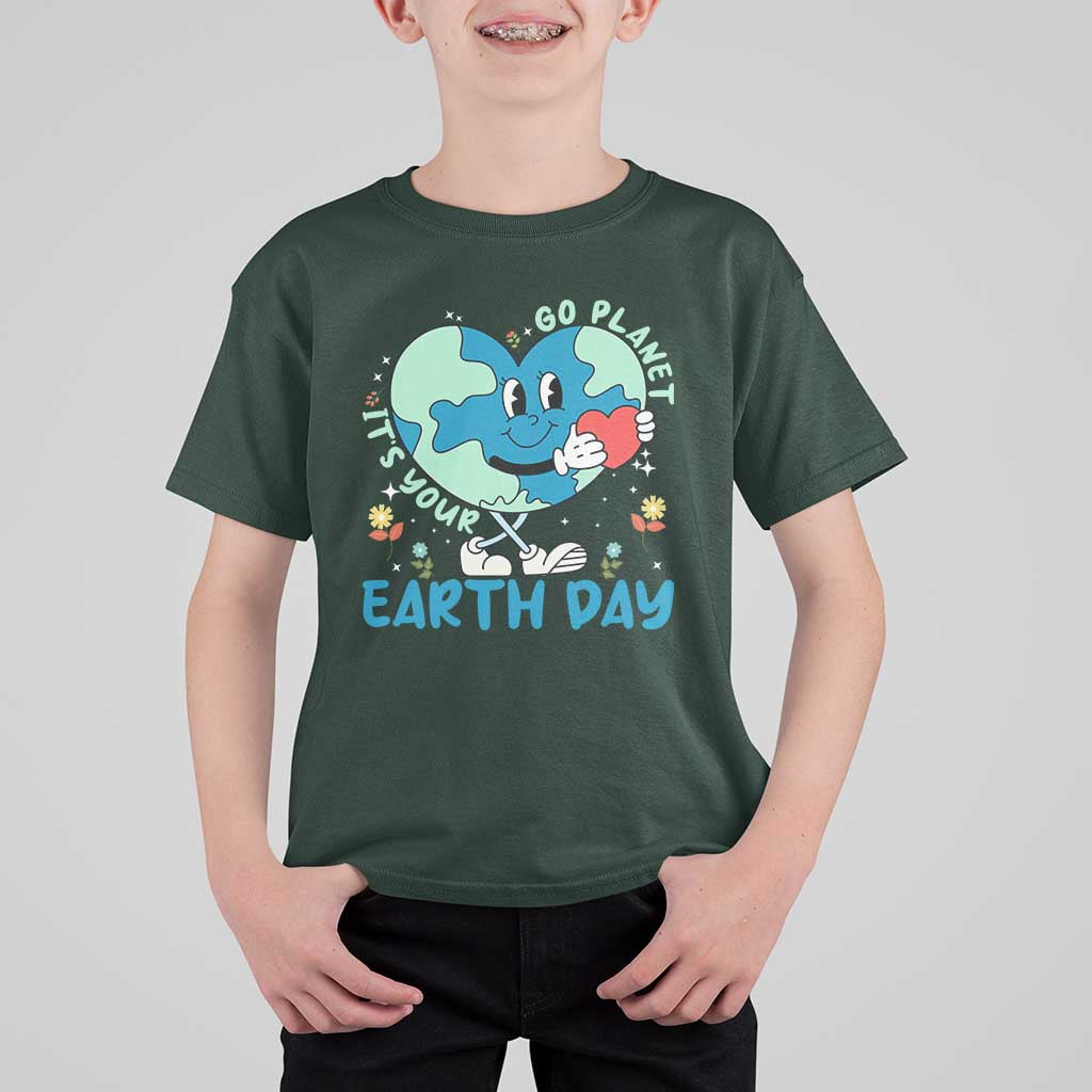 Go Planet It's Your Earth Day T Shirt For Kid Cute Nature Lover Heart Earth