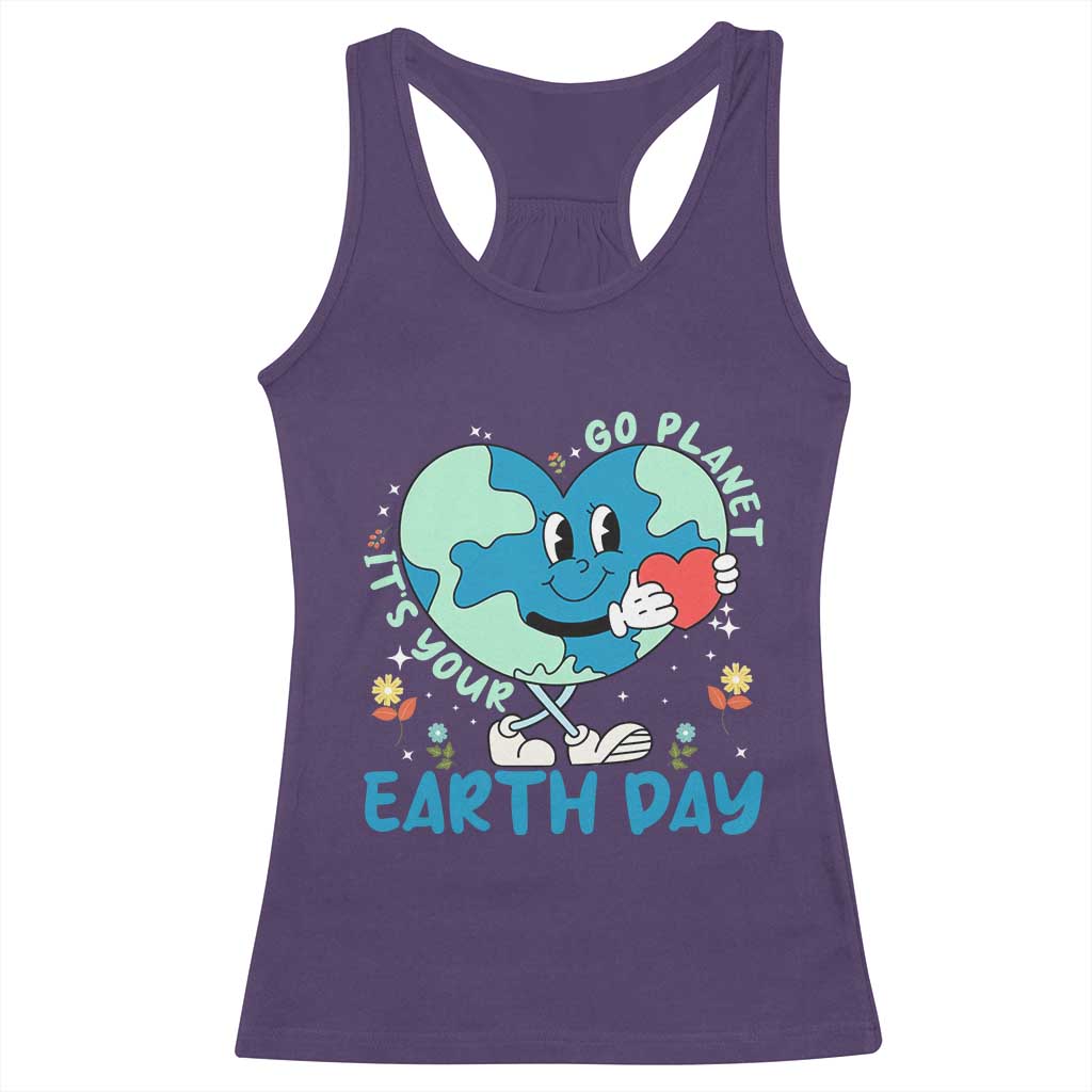 Go Planet It's Your Earth Day Racerback Tank Top Cute Nature Lover Heart Earth