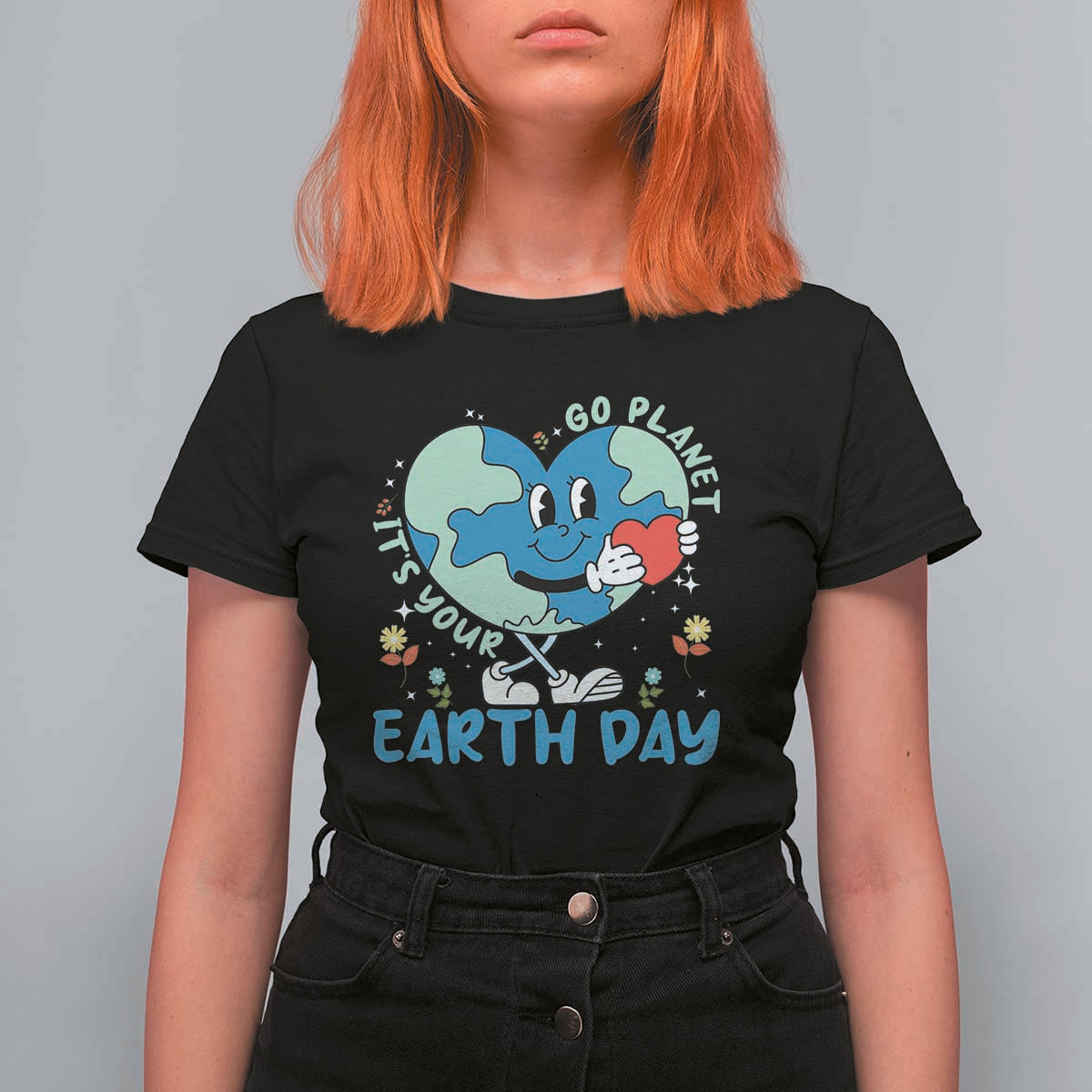 Go Planet It's Your Earth Day T Shirt For Women Cute Nature Lover Heart Earth