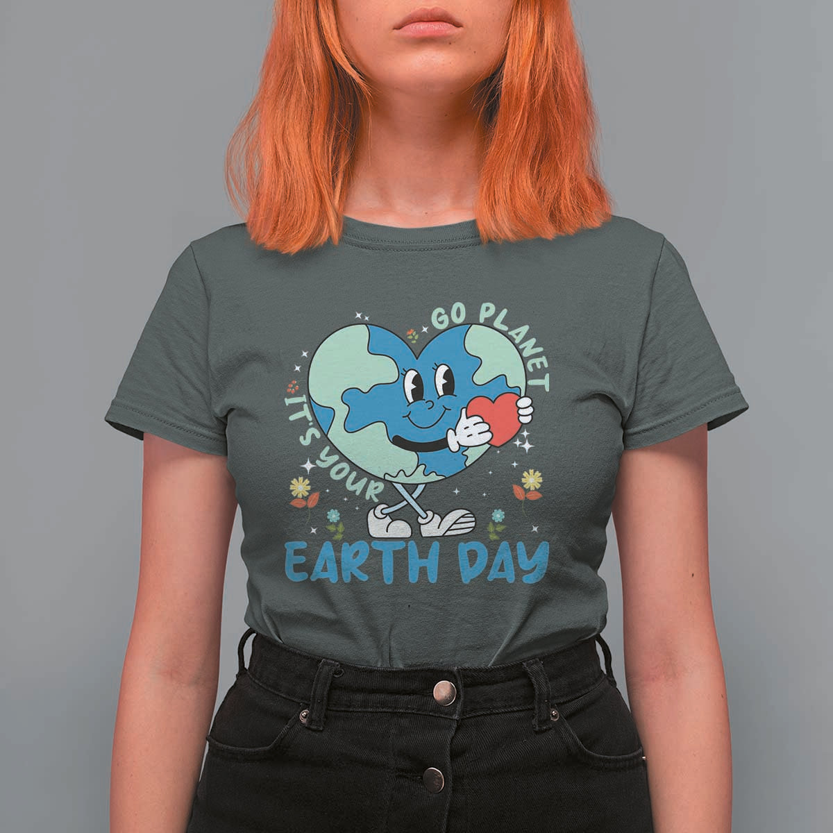 Go Planet It's Your Earth Day T Shirt For Women Cute Nature Lover Heart Earth