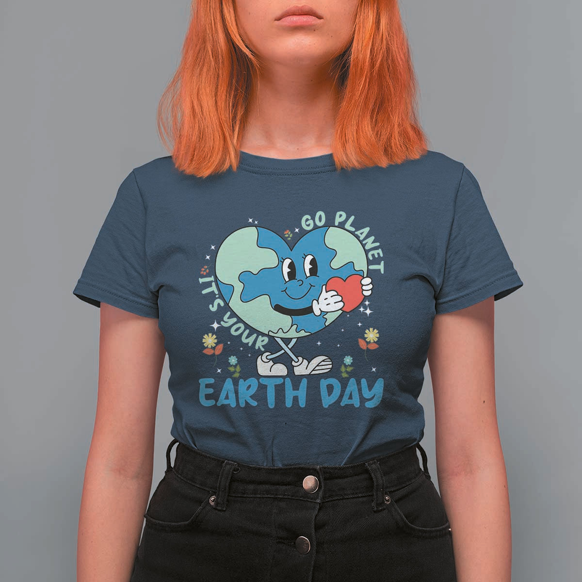 Go Planet It's Your Earth Day T Shirt For Women Cute Nature Lover Heart Earth