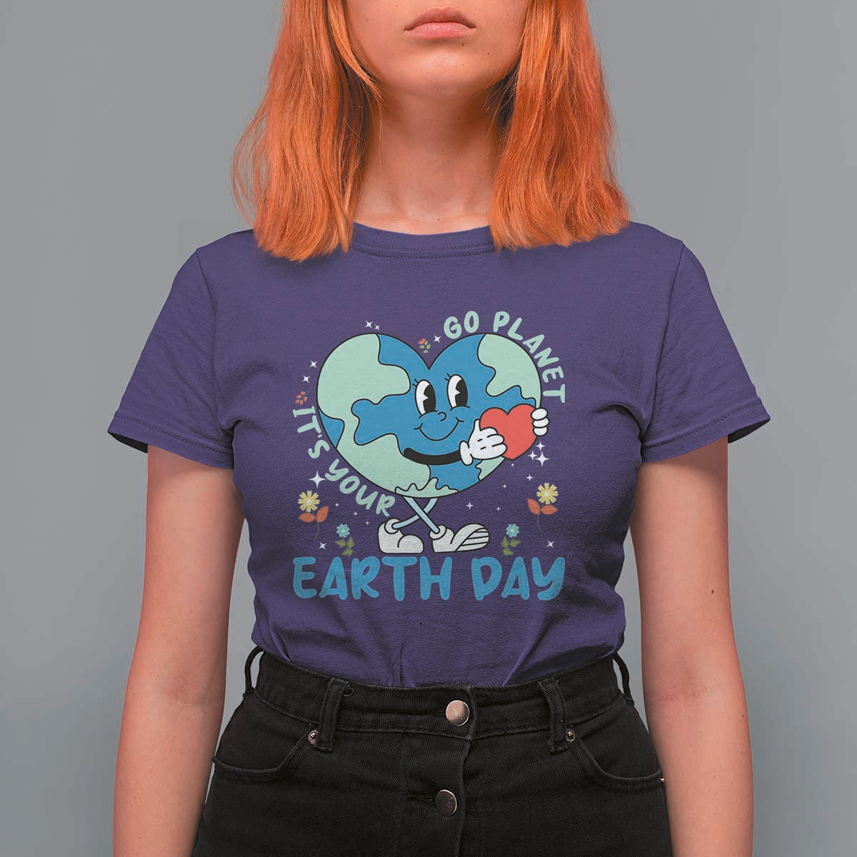 Go Planet It's Your Earth Day T Shirt For Women Cute Nature Lover Heart Earth