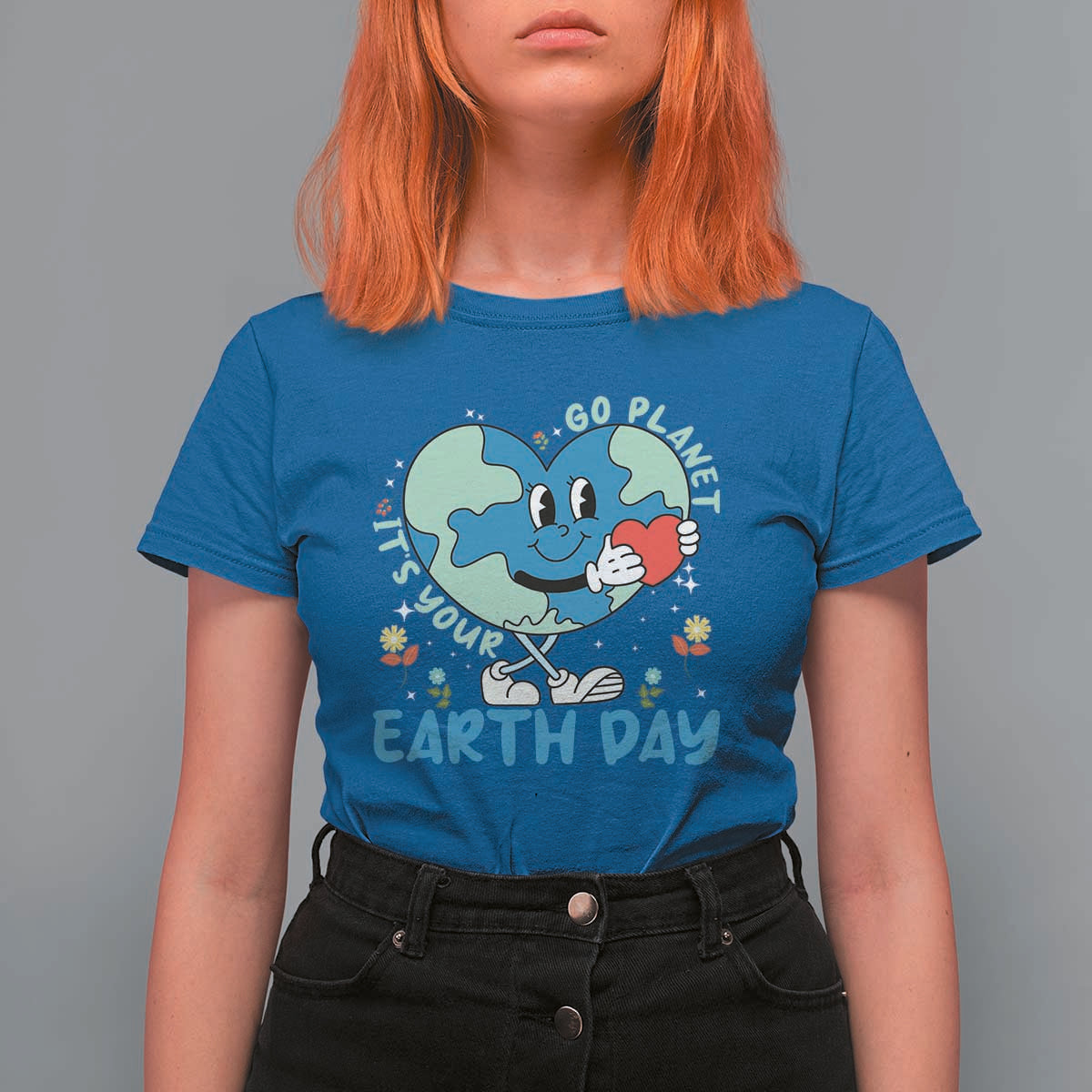 Go Planet It's Your Earth Day T Shirt For Women Cute Nature Lover Heart Earth