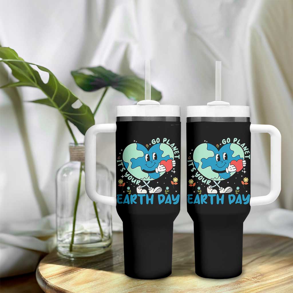 Go Planet It's Your Earth Day Tumbler With Handle Cute Nature Lover Heart Earth
