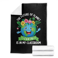 The Future Of Planet Is In My Classroom Throw Blanket Cute Earth with Floral Earth Day